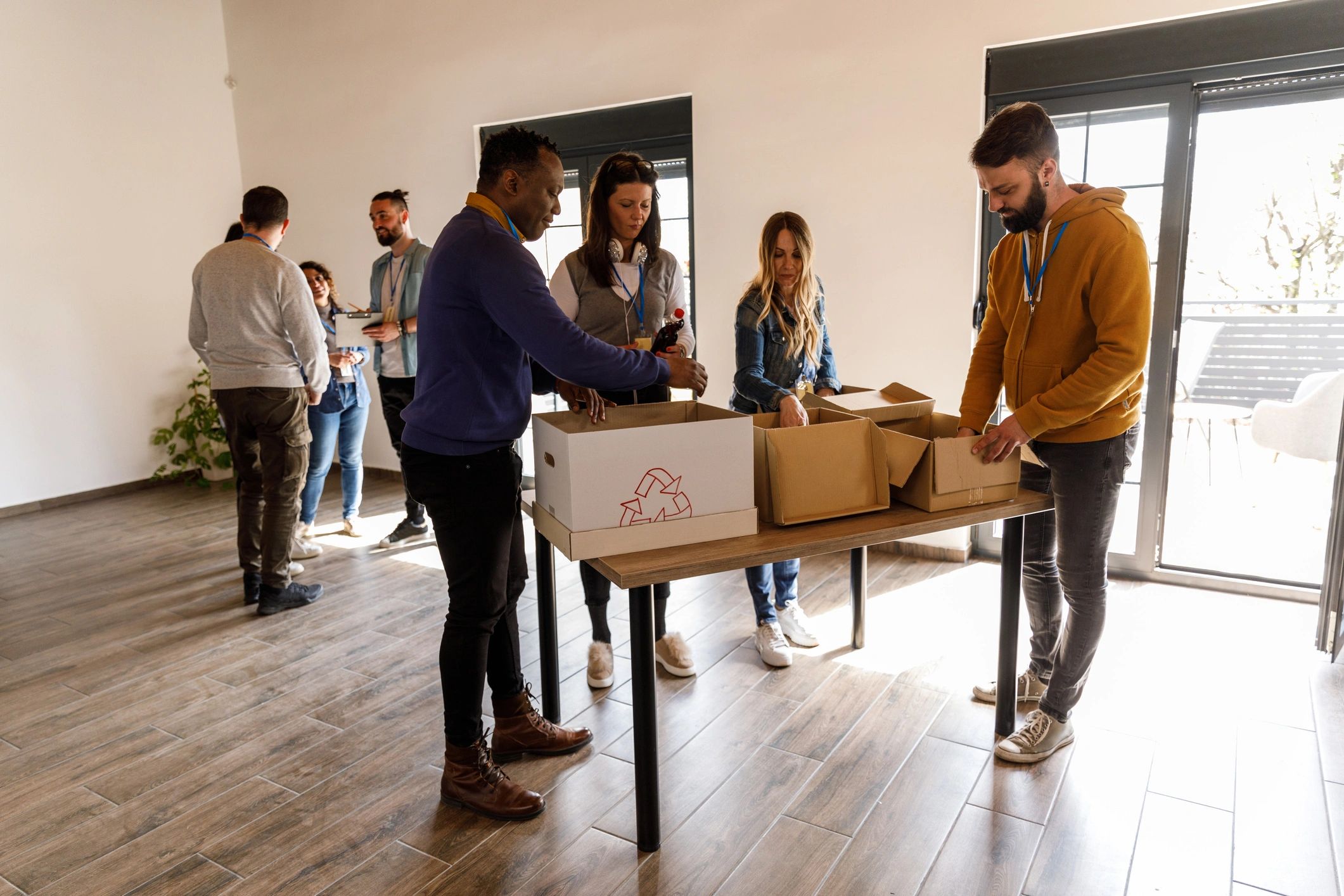 Team coordinating an office relocation